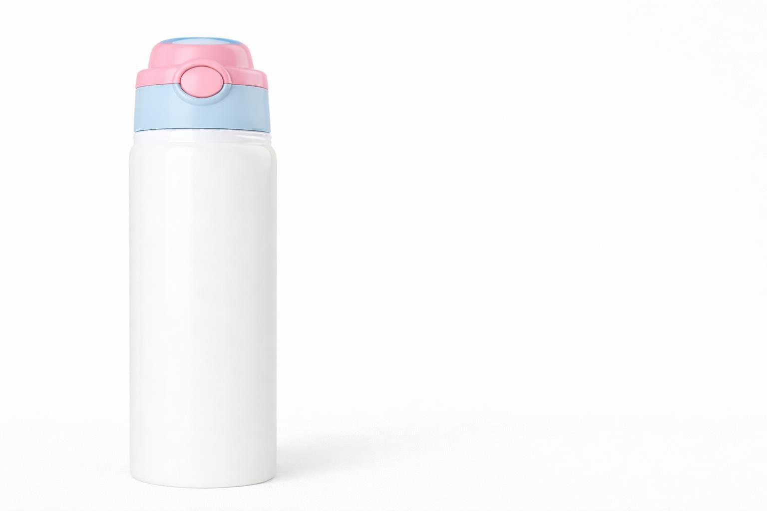 Garrafa Alumínio Tampa Retrátil Azul/Rosa 600ml